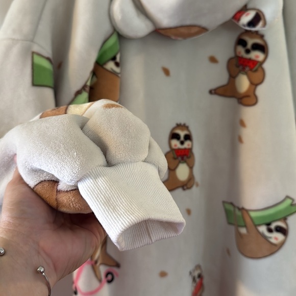 Three Poodle Oversized Wearable Blanket Hoodie Sloth Print Warm Cozy Winter Gift - Picture 9 of 11